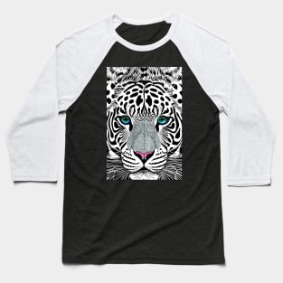 Panthera Leopard/Tiger Hybrid Face Illustration Baseball T-Shirt